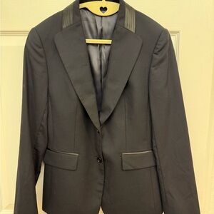 Black Blazer with Leather Accents